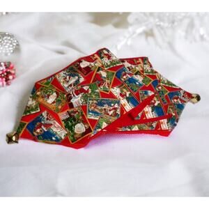 Vintage Hand-Made Table Runners (55”) – Santa Claus Postcards & Bells – Lot of 4